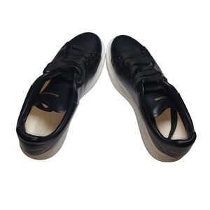 Alexander McQuee Oversized Sneakers Black Leather White Sole Womens Luxury Shoes
